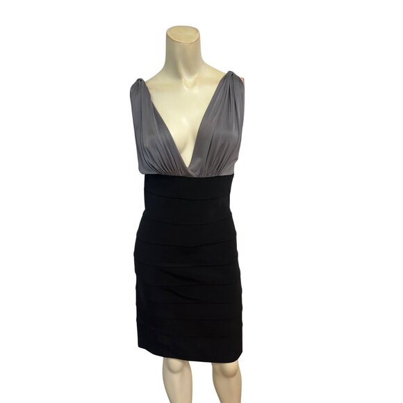 MARIA BIANCA NERO Grey/Black Silk Combo Bandage Dress Small fits XS 2 4 - Picture 2 of 6